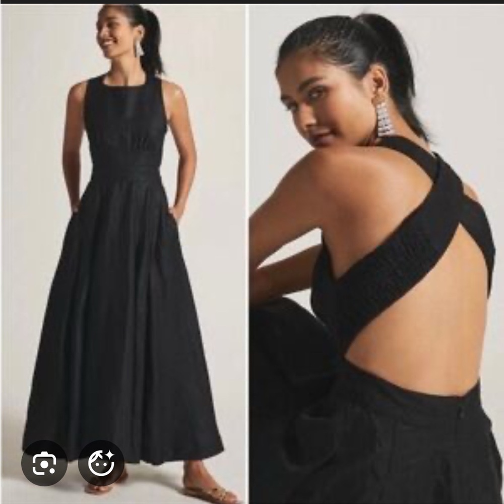 Anthropologie Aureta Studio Boatneck Linen Maxi Dresss